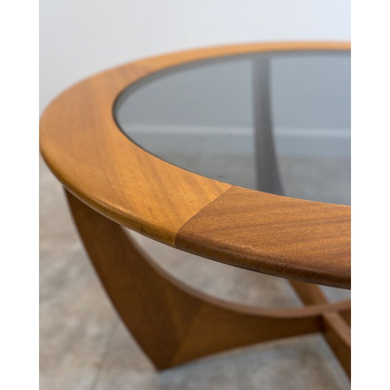 Mid century teak & glass round coffee table, UK 1960s