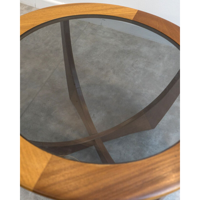 Mid century teak & glass round coffee table, UK 1960s