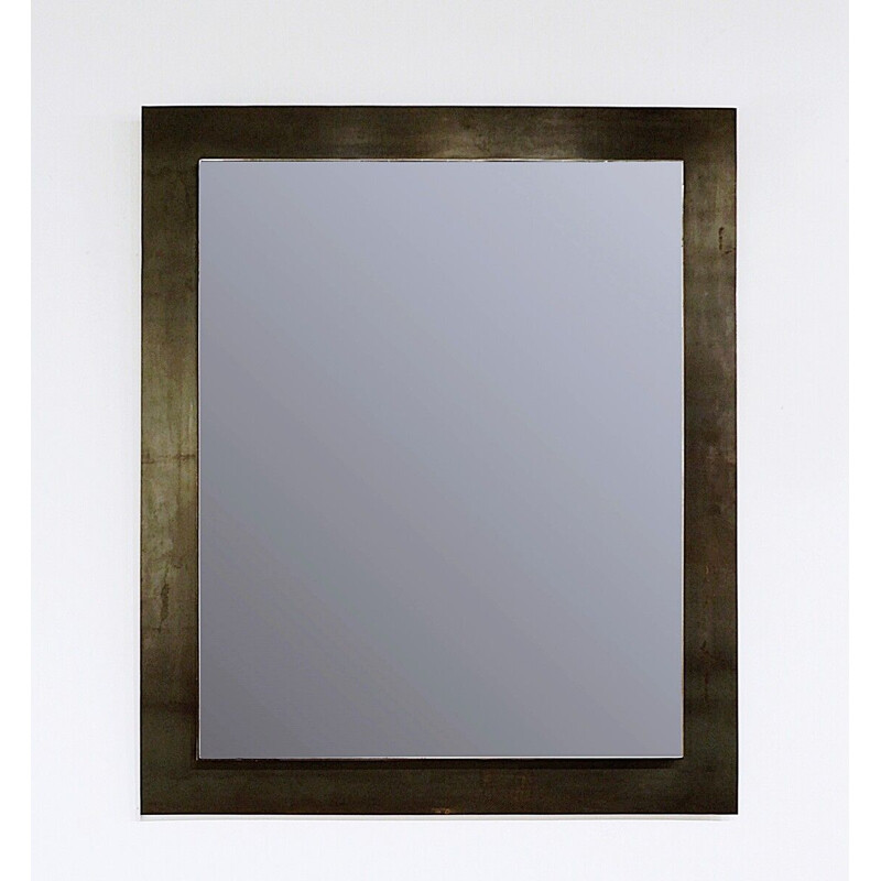 Vintage steel mirror by Franck Robichez, France 2000