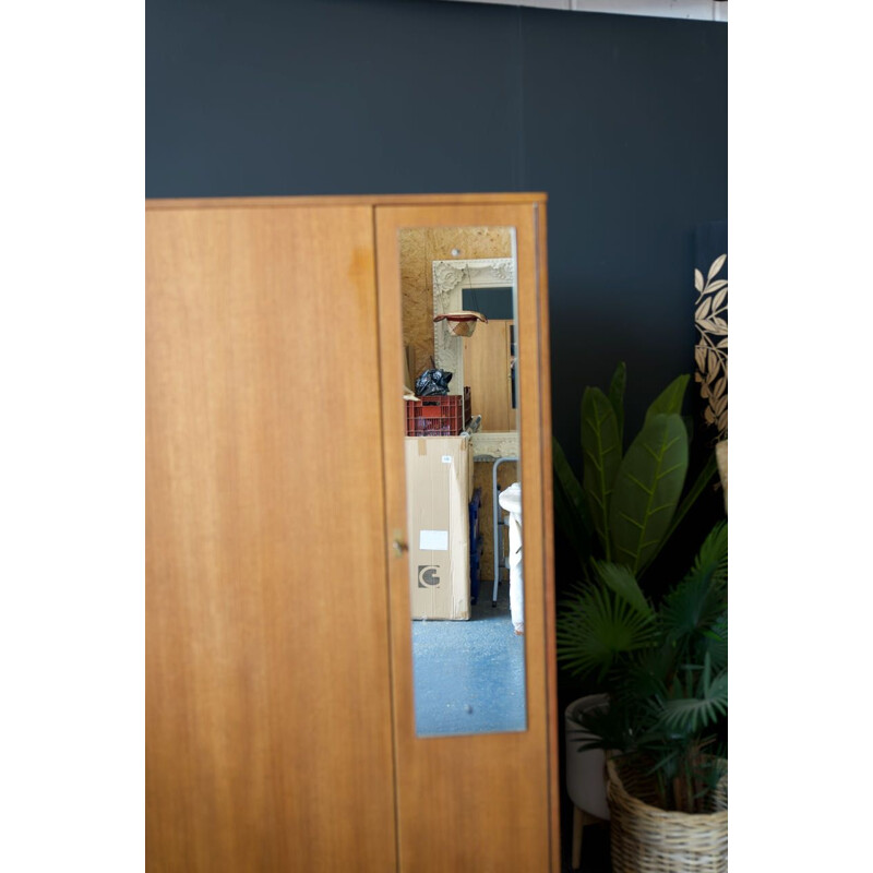 Mid century wardrobe with mirror teak veneer by Avalon