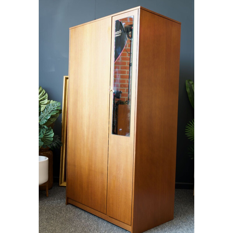 Mid century wardrobe with mirror teak veneer by Avalon