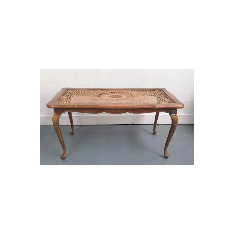 Vintage Chippendale coffee table in rattan