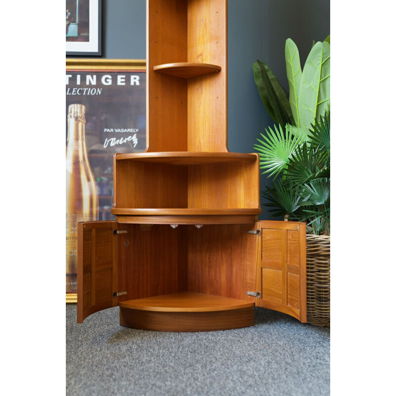 Mid Century teak tall corner unit  bookcase by Nathan
