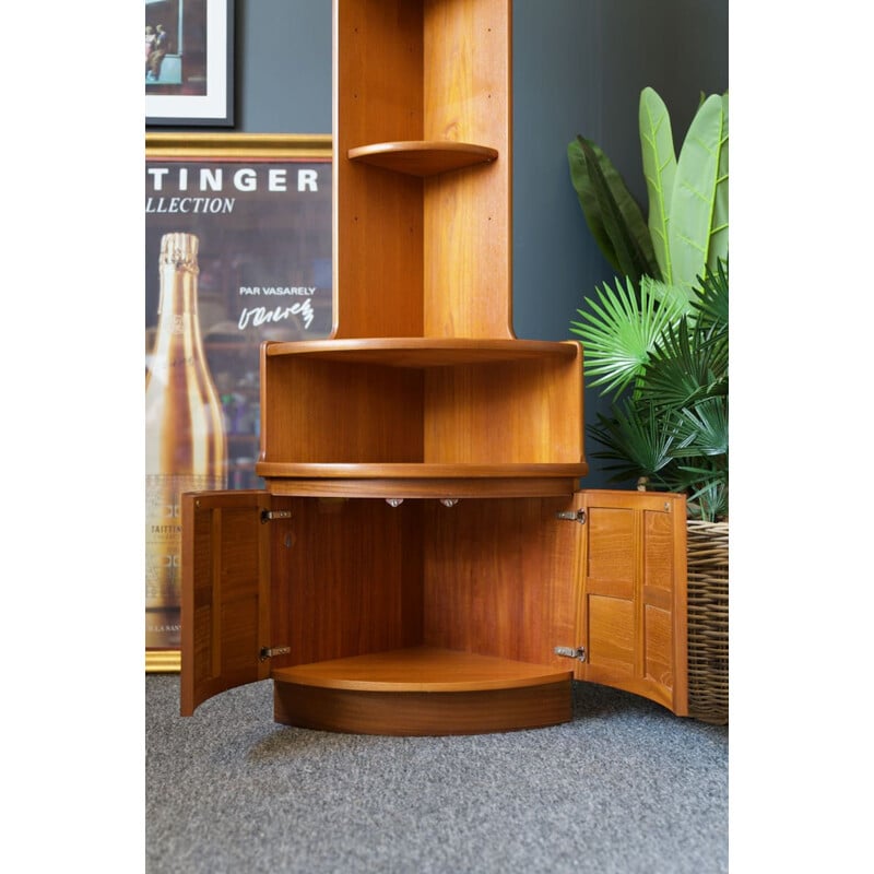 Mid Century teak tall corner unit  bookcase by Nathan