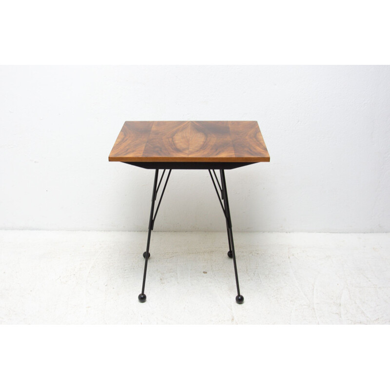 Scandinavian vintage coffee table with metal legs, Czech 1960