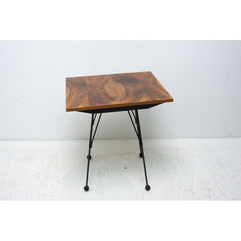 Scandinavian vintage coffee table with metal legs, Czech 1960