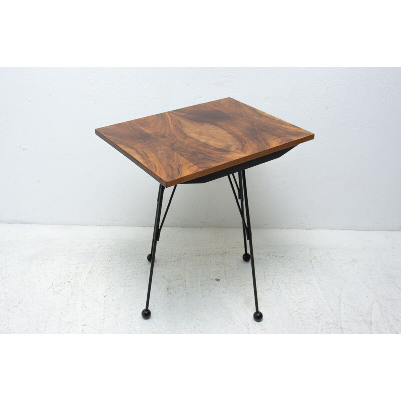 Scandinavian vintage coffee table with metal legs, Czech 1960