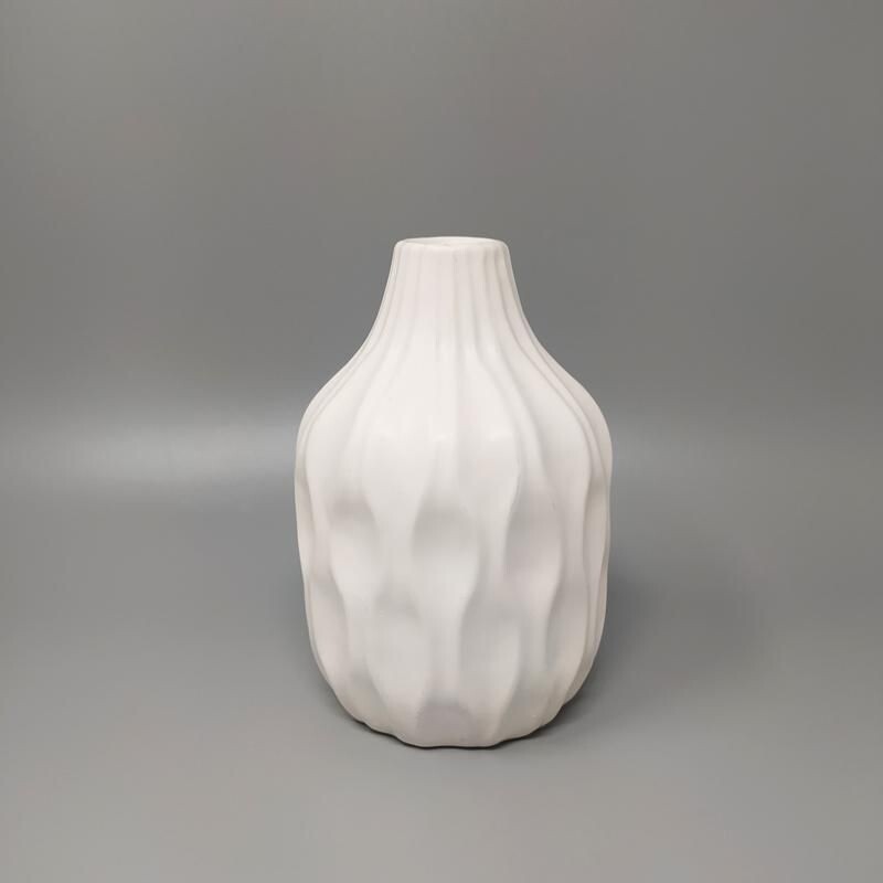 Ensemble de 4 vases vintage blancs en céramique , Italie 1970