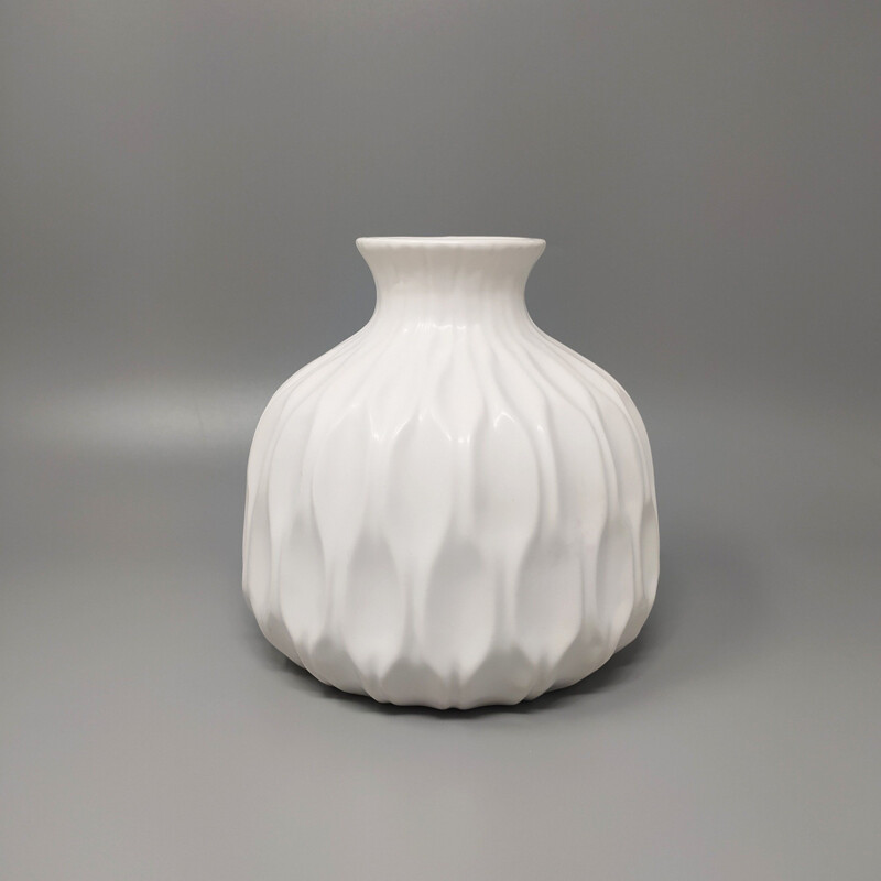 Ensemble de 4 vases vintage blancs en céramique , Italie 1970