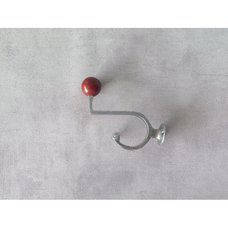 Vintage Metal coat hanger with resin ball, 1950s