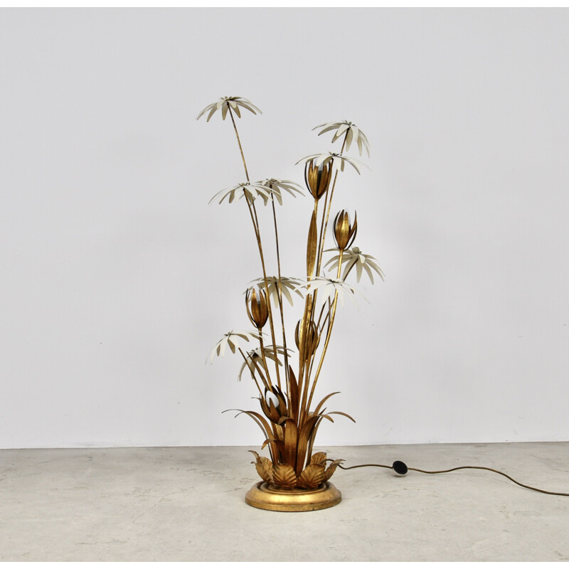 Vintage floral gilded floor lamp by Hans Kögl, 1970s