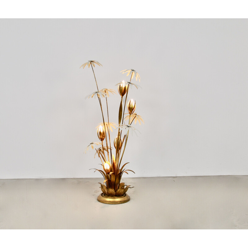 Vintage floral gilded floor lamp by Hans Kögl, 1970s