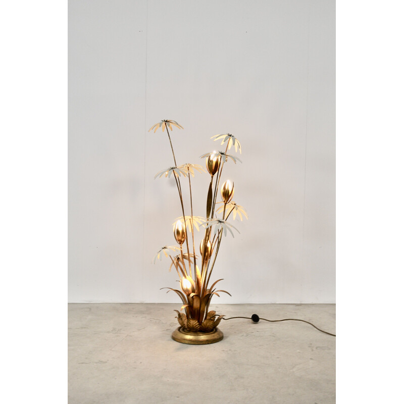 Vintage floral gilded floor lamp by Hans Kögl, 1970s