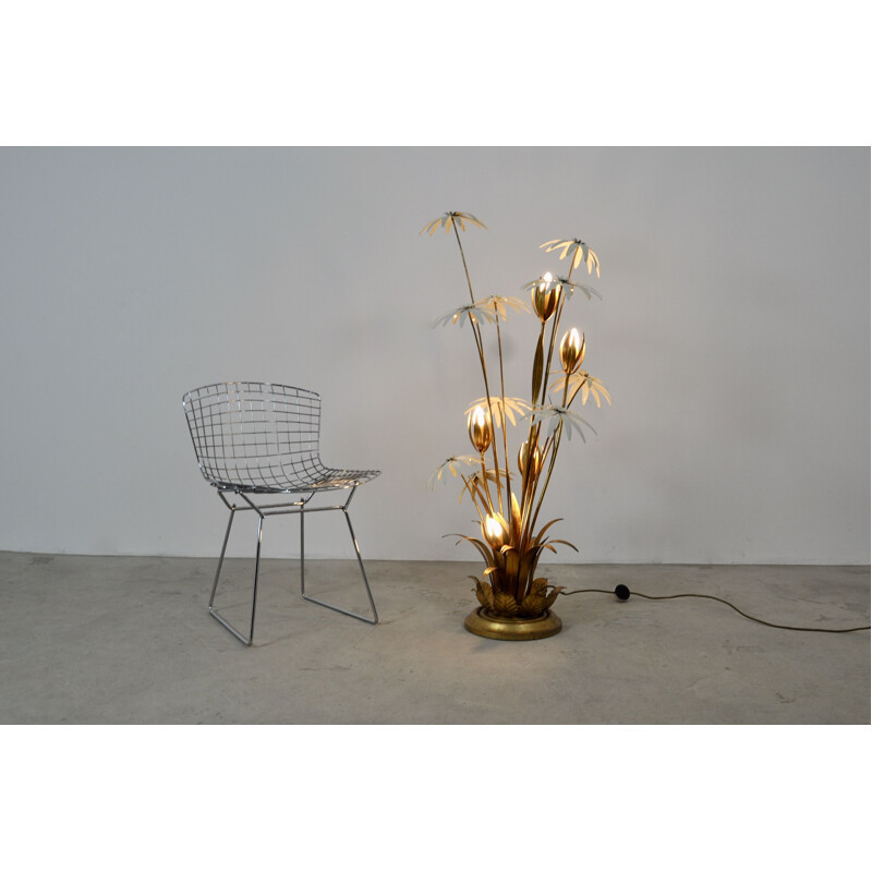 Vintage floral gilded floor lamp by Hans Kögl, 1970s