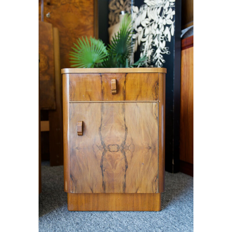 Vintage Art deco walnut bedroom suite wardrobes dressing table bedside cabinet headboard