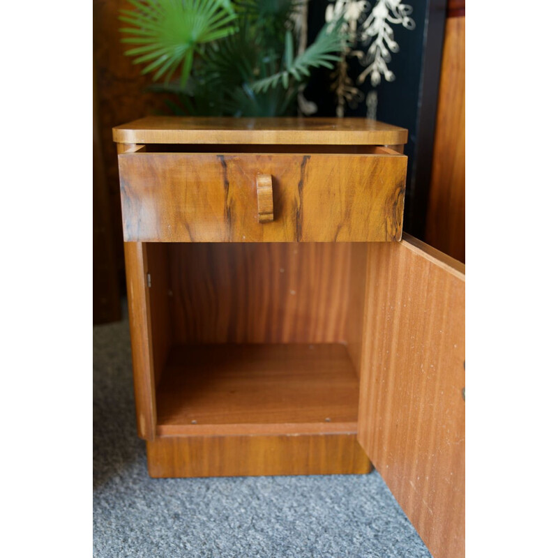 Vintage Art deco walnut bedroom suite wardrobes dressing table bedside cabinet headboard