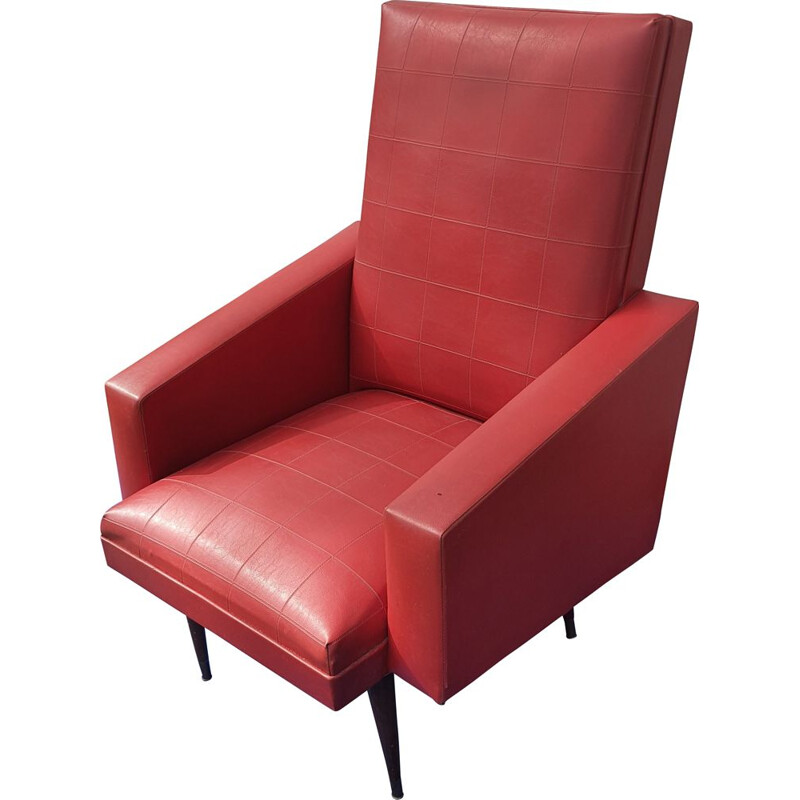 Vintage armchair Skaï red 