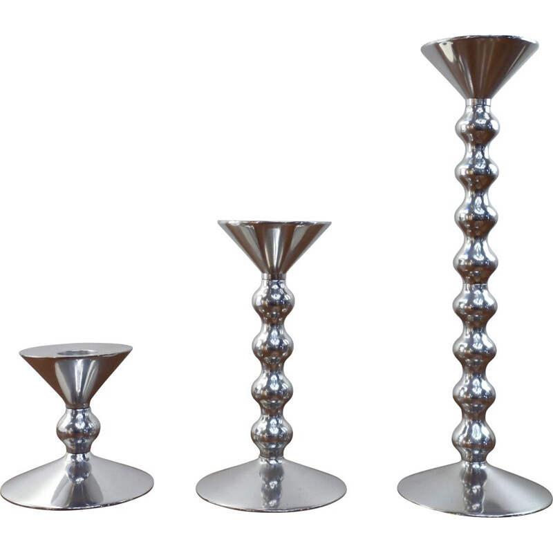 Set of 3 vintage candleholders by Alessandro Mendini for Alessi, Italy 2002s