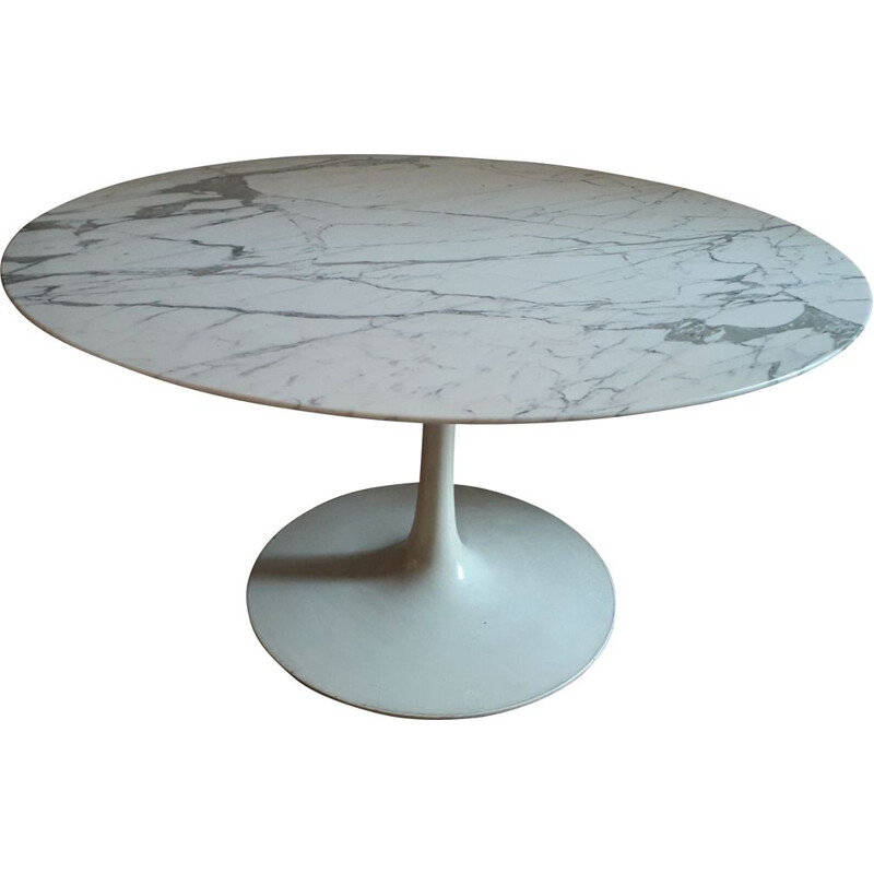 Vintage tulip dining table with Carrara marble top, 1960s