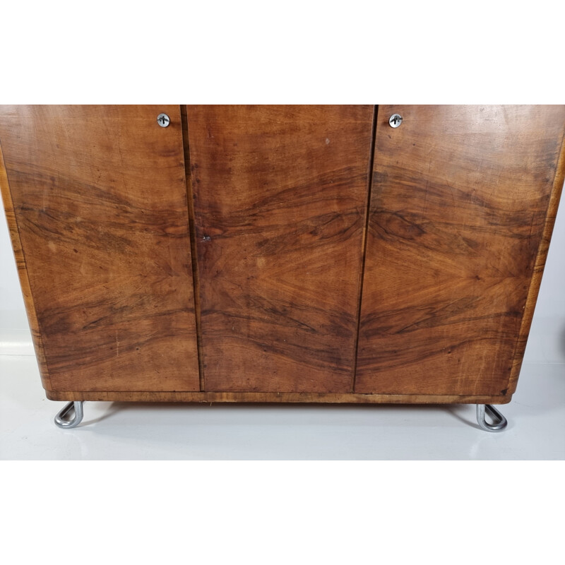 Vintage Art deco walnut wardrobe, 1940s