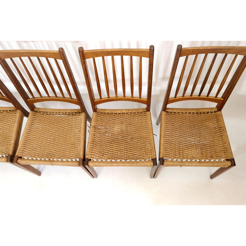 Set of 8 vintage teak and rope chairs by G Plan, 1960s