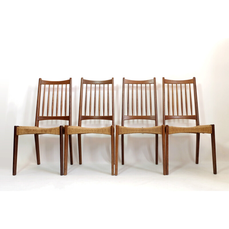 Set of 8 vintage teak and rope chairs by G Plan, 1960s