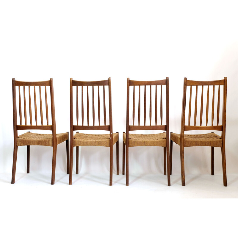 Ensemble de 8 chaises vintage en teck et corde de G Plan, 1960