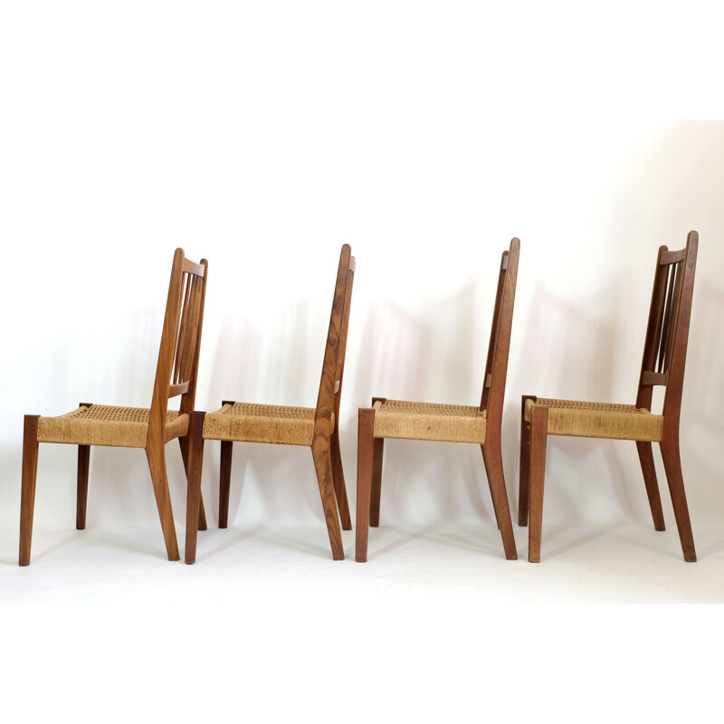 Set of 8 vintage teak and rope chairs by G Plan, 1960s