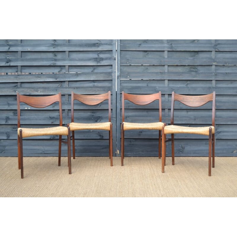 Ensemble de 4 chaises vintage en palissandre par Arne Wahl Iversen pour Glyngøre Stolefabrik, Danemark