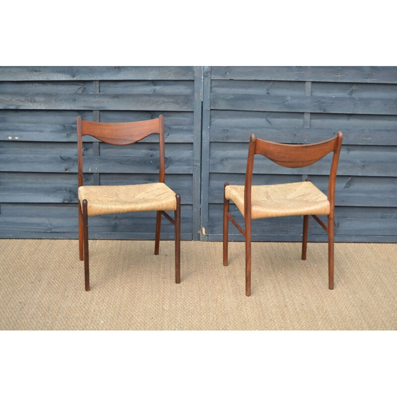Ensemble de 4 chaises vintage en palissandre par Arne Wahl Iversen pour Glyngøre Stolefabrik, Danemark