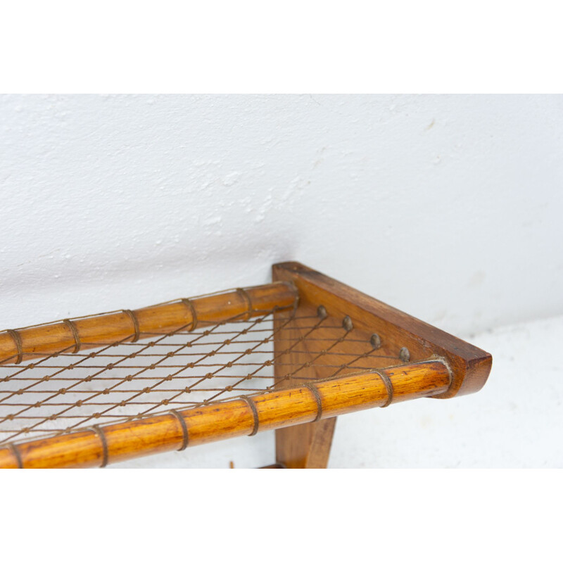 Vintage beech wood wall shelf by Krásná Jizba, Czech 1960