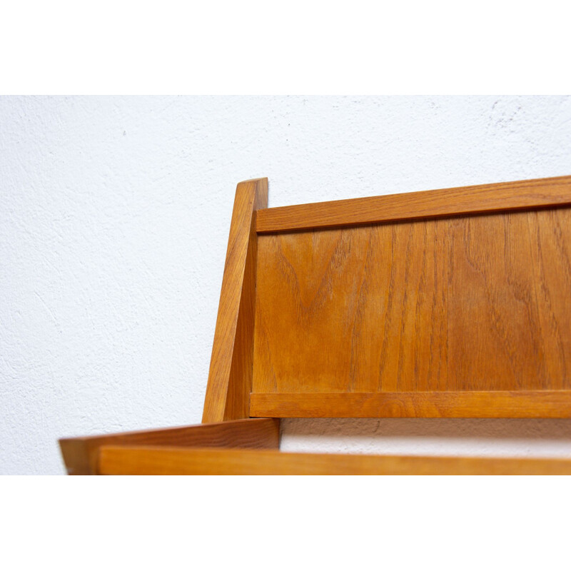 Vintage beech wood wall shelf by Krásná Jizba, Czech 1960