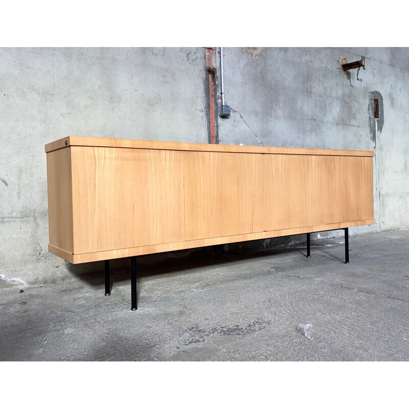 Vintage elm veneer sideboard by Gérard Guermonprez