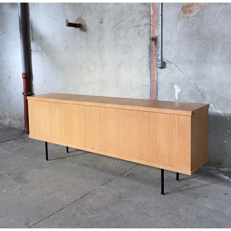 Vintage elm veneer sideboard by Gérard Guermonprez