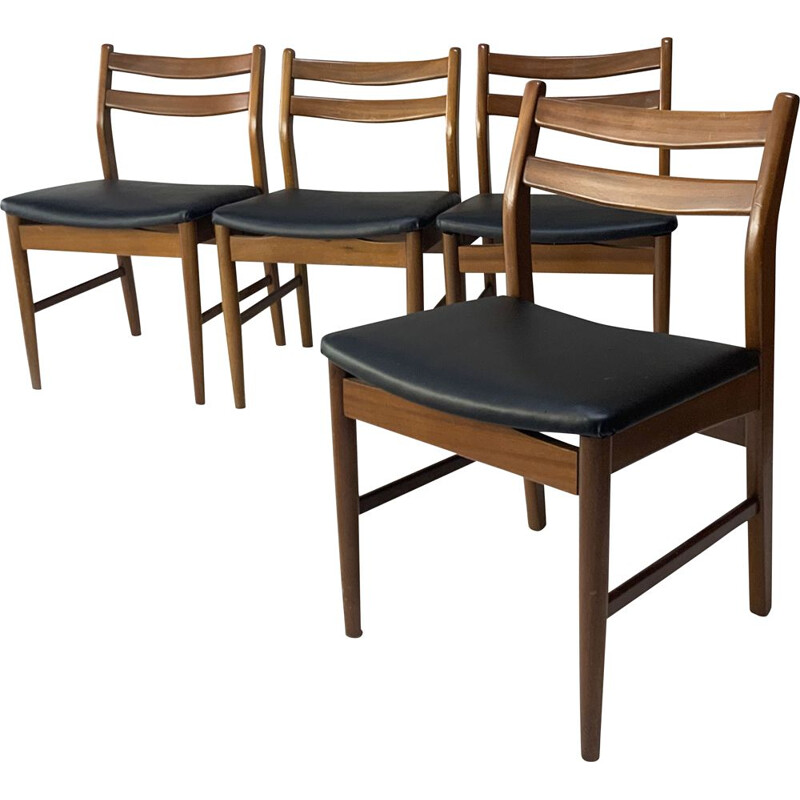 Set of 4 mid century english dining chairs, 1960s