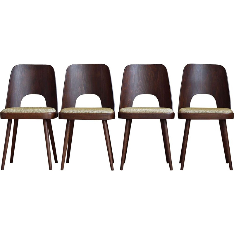 Set di 4 sedie vintage rivestite in tessuto da Oswald Haerdtl per Josef Hoffmann, Austria 1950