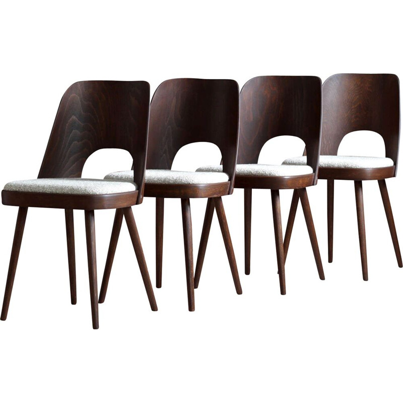 Ensemble de 4 chaises vintage en tissu Sahco par O. Haerdtl pour M. Josef Hoffmann, 1950