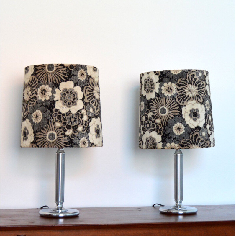 Pair of vintage velvet lamps, 1970s