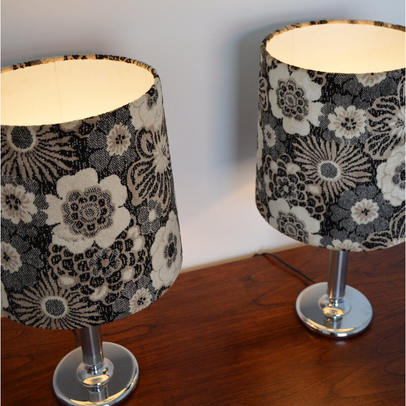 Pair of vintage velvet lamps, 1970s