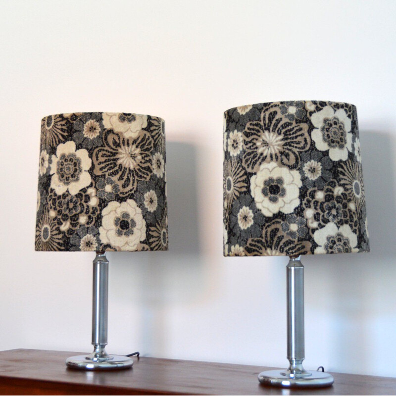 Pair of vintage velvet lamps, 1970s