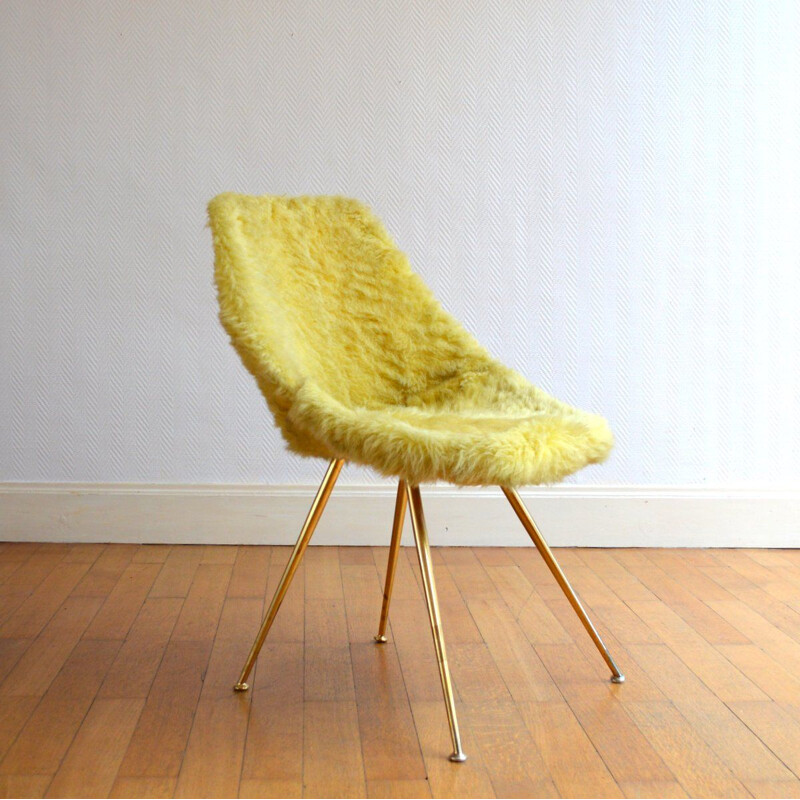 Vintage design chair in solid brass, 1950s
