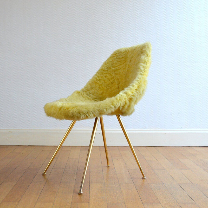 Vintage design chair in solid brass, 1950s