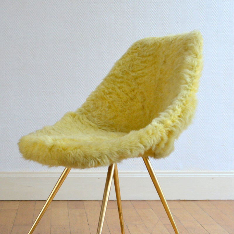 Vintage design chair in solid brass, 1950s