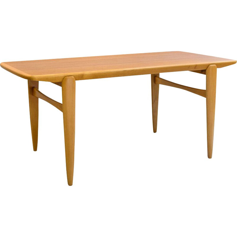 Vintage teak and beech coffee table, Denmark 1960