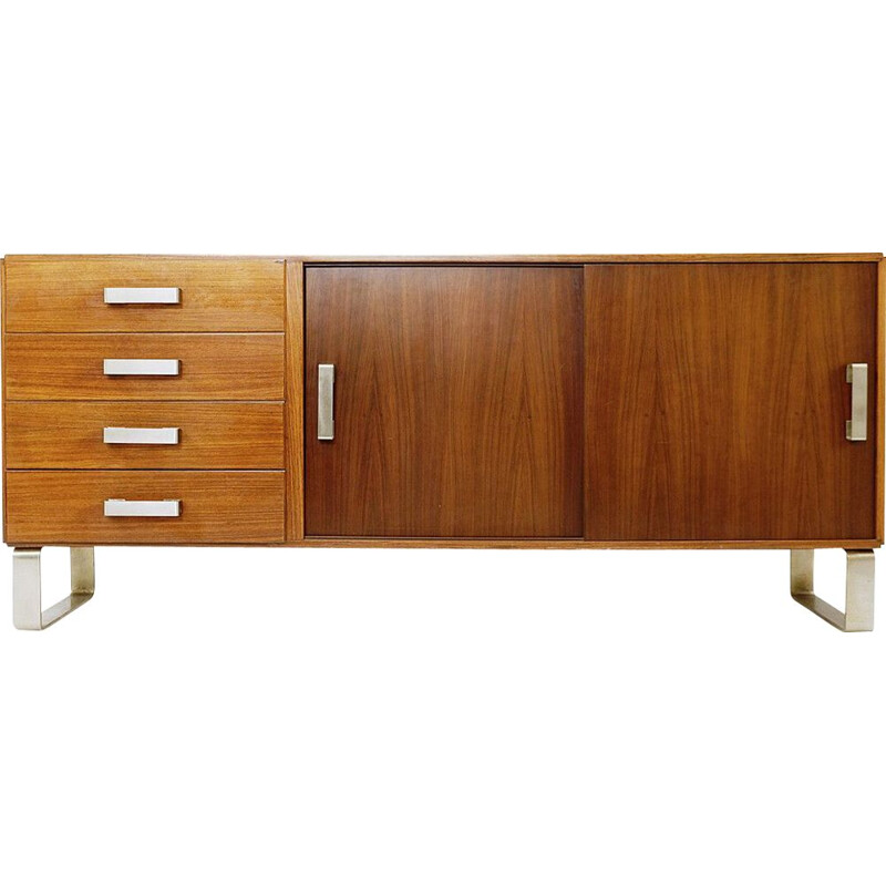 Vintage sideboard with sliding doors and drawers, Italy 1970s