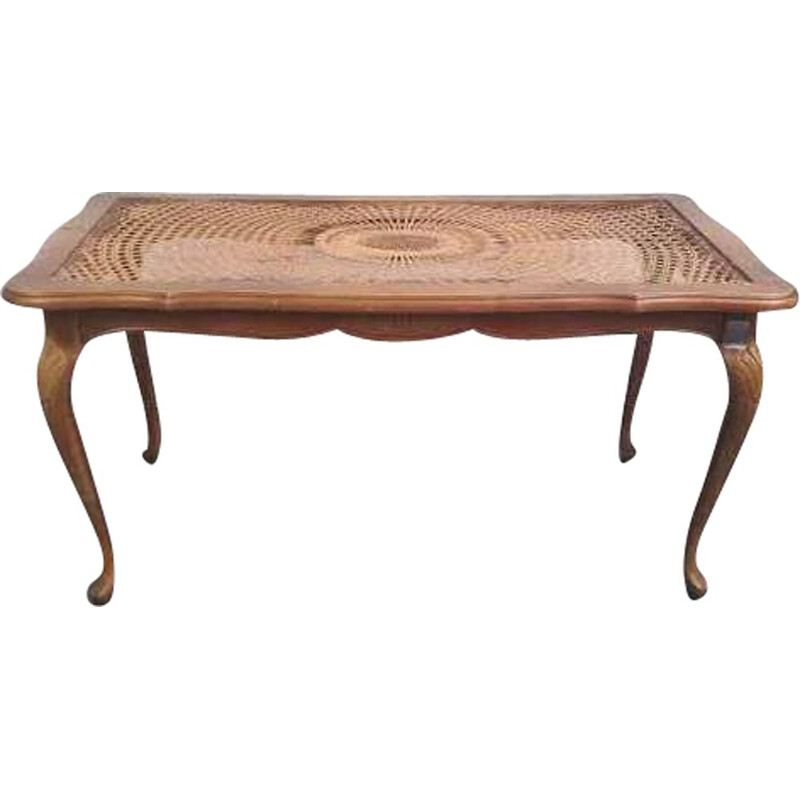 Vintage Chippendale coffee table in rattan