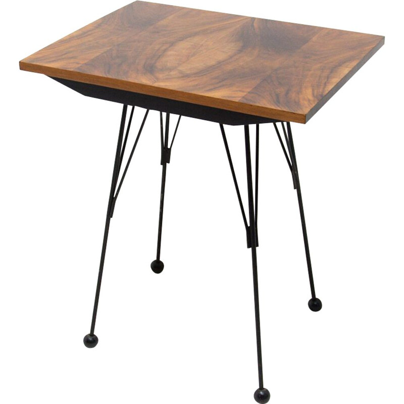 Scandinavian vintage coffee table with metal legs, Czech 1960