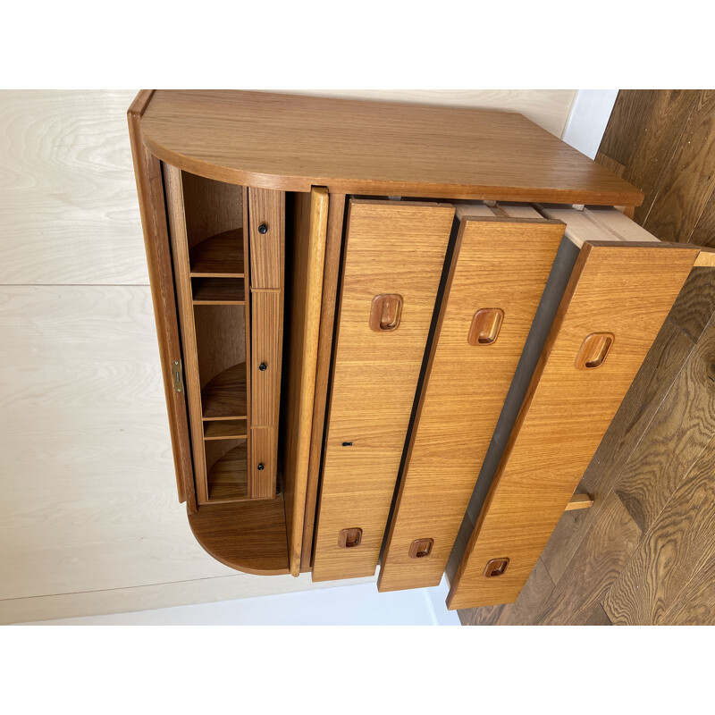 Mid century teak roll top bureau writing desk by Egon Oostergaard, Sweden 1960s