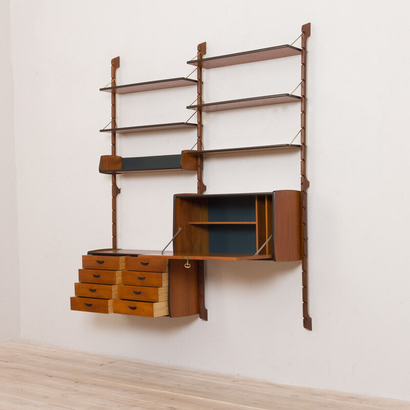 Vintage 2 bay modular Ergo wall unit by John Texmon for Blindheim Møbelfabrikk, Norway 1960s