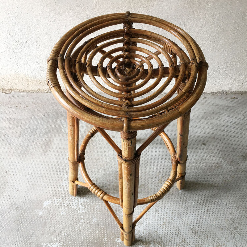 Vintage rattan stool, 1960s